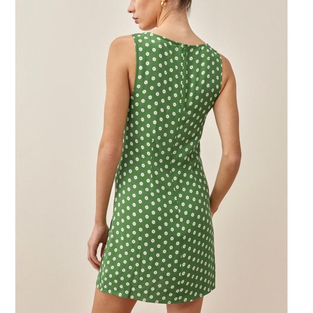 Reformation Lucian Dress Green Floral Mini Size 0 - Picture 4 of 7